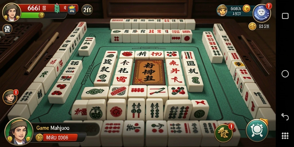 Gameplay seru Mahjong dalam 666I yang menantang dan interaktif.