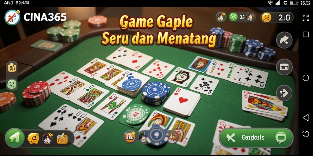 Screenshot gameplay CINA365 yang menampilkan suasana seru permainan Gaple.