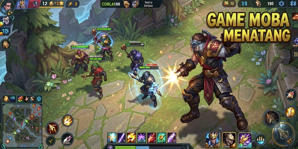 Tampilan gameplay menarik dan seru dari CORLA188 di arena MOBA.
