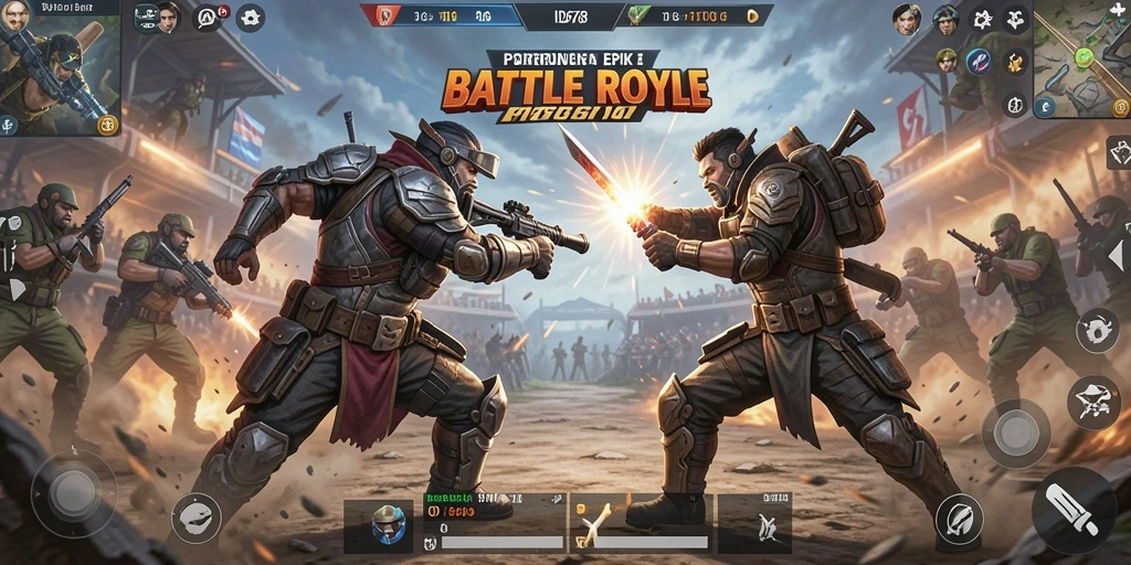 Gameplay seru di ID678 dengan aksi Battle Royale mendebarkan.