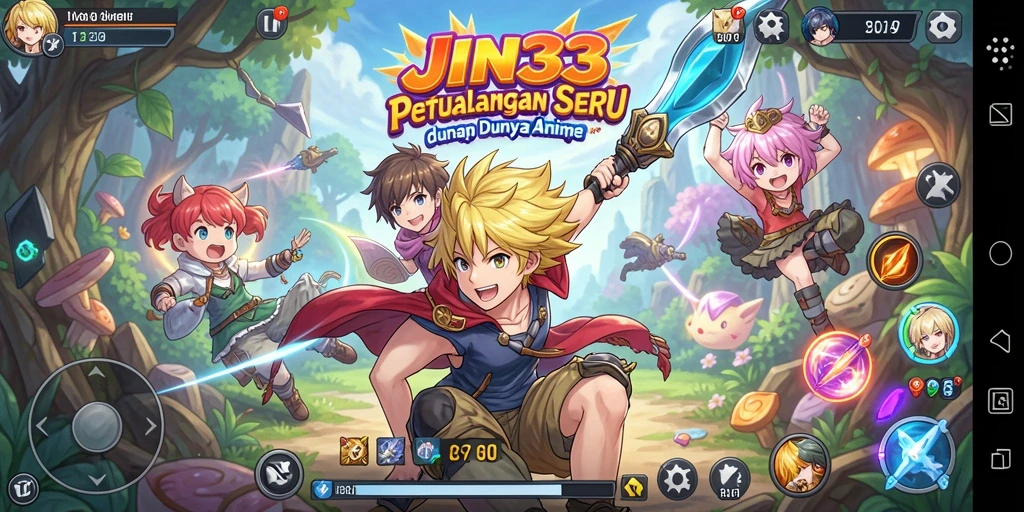 Tampilan gameplay JIN33 dengan karakter anime yang menarik.