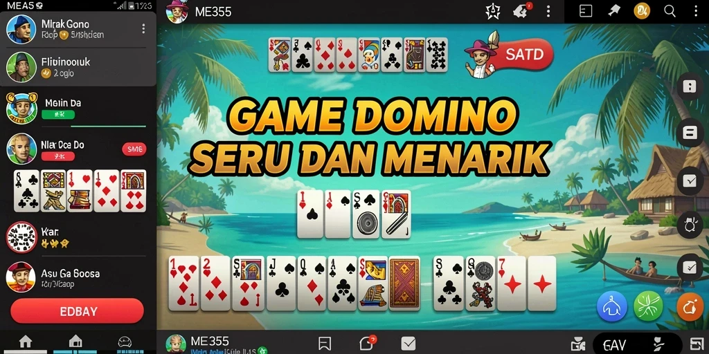 Screenshot gameplay ME355 yang menunjukkan aksi bermain Domino.