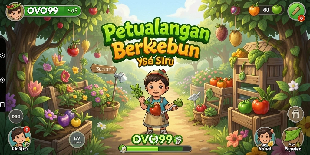 Screenshot gameplay OVO99 dengan aktivitas berkebun yang menarik.