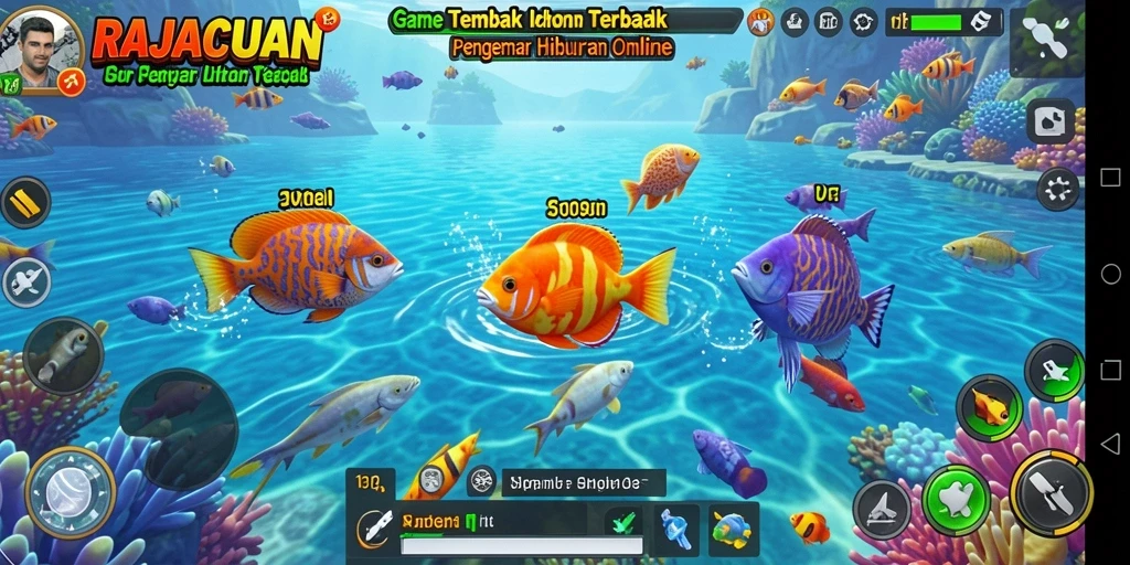 Screenshot menampilkan gameplay seru dalam RAJACUAN Tembak Ikan.