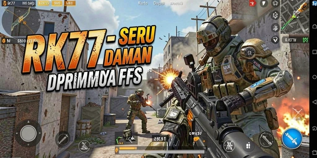 Tangkapan layar RK77 menampilkan aksi pertempuran seru dalam gameplay FPS.