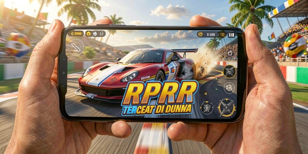 Tampilan gameplay RPRR yang penuh aksi dan kecepatan balap.