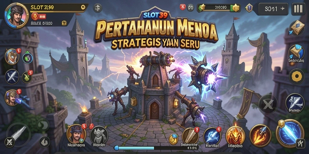 Tampilan gameplay SLOT39 yang menegangkan dalam pertahanan menara.