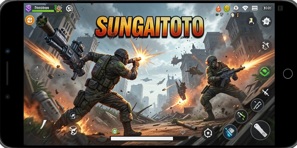 Penggambaran mendebarkan dari gameplay SUNGAITOTO yang penuh aksi.