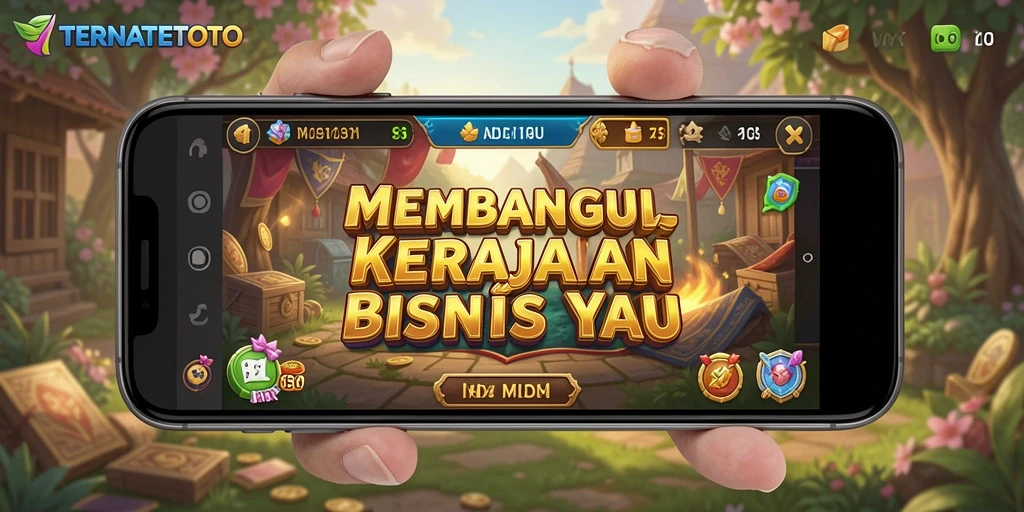Tampilan gameplay TERNATETOTO saat membangun kerajaan bisnis.